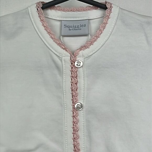 Squiggles by Charlie White and pink Pima Cotton short sleeve day gown 3-6 m NWT - Picture 2 of 13